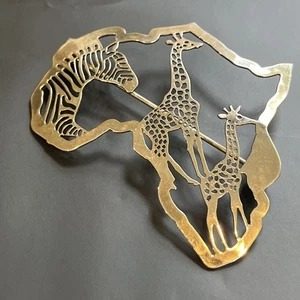 Wild Bryde Giraffe & Zebra Brooch Map-Based, Framed, Landscape - Unofficial Africa Collector's Guide