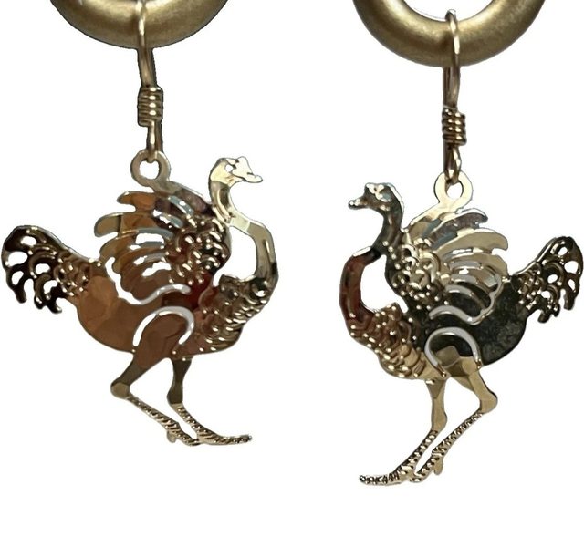 Wild Bryde Ostrich Earrings Full Body, Whimsical - Unofficial Africa Collector's Guide